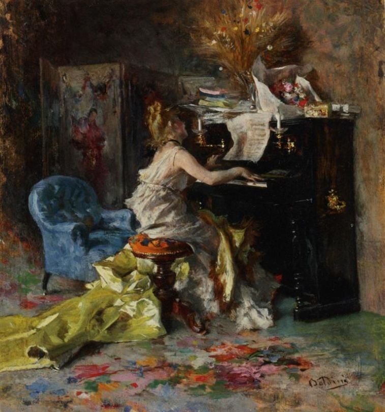Žena u klavíru Deutsch: Frau am Klavier Polski: Žena u klavíru od Giovanni Boldini