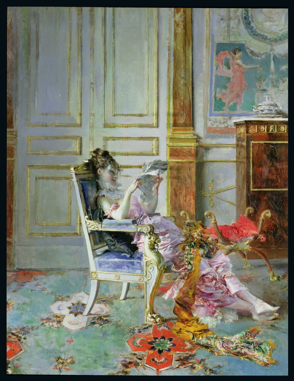 Dívka čtoucí v salonu, 1876 od Giovanni Boldini