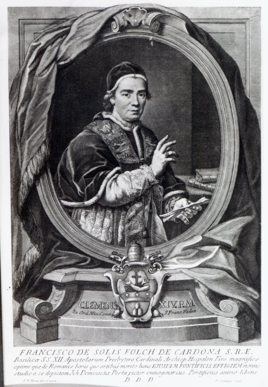 Papež Klement XIV, vyryl Domencio Cunego od Giovanni Domenico Porta