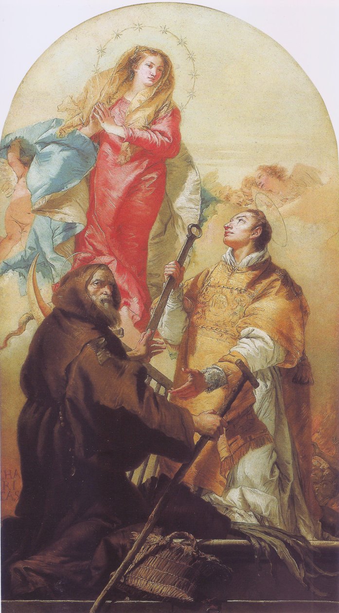 Panna ve slávě se San Lorenzem a San Francesco di Paola od Giovanni Domenico Tiepolo