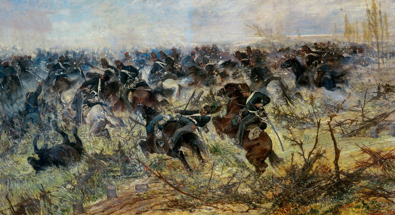 Útok kavalérie v Montebellu od Giovanni Fattori