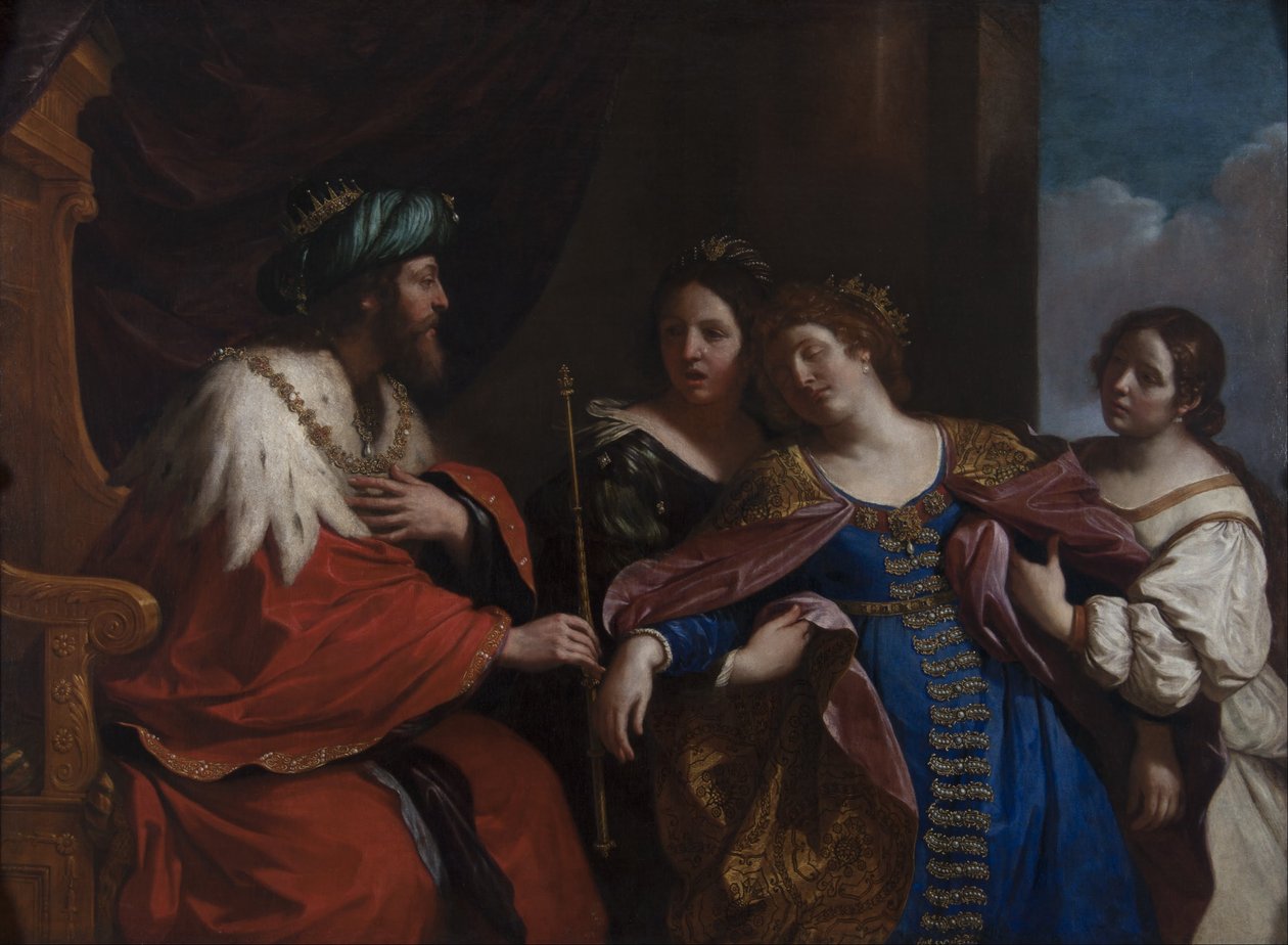 Ester před Ahasverem od Giovanni Francesco Barbieri