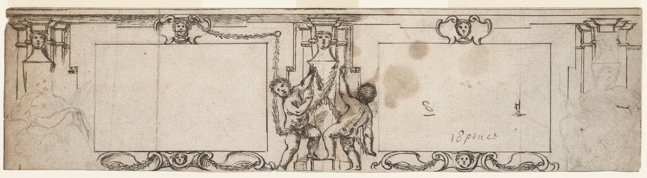 Projekt vyřezávaného obložení od Giovanni Francesco Romanelli