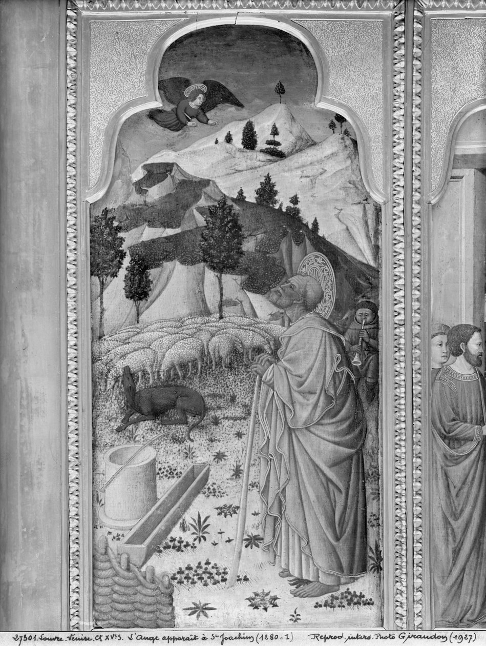 Cyklus Život Panny Marie, Zvěstování Joachimovi, asi 1445 (olej na topolové desce) od Giovanni Francesco da Rimini