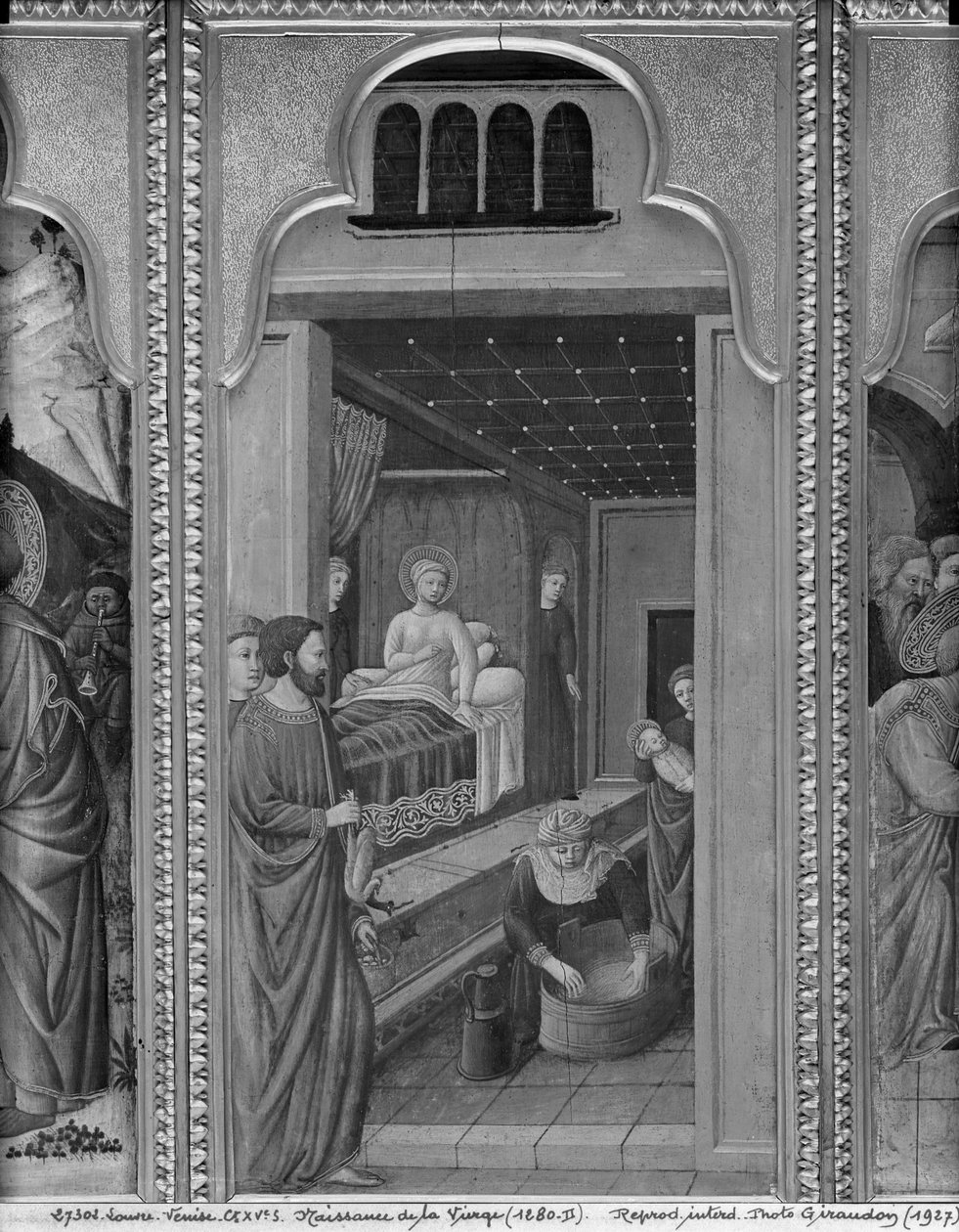 Cyklus života Panny Marie, Narození Panny Marie, kolem roku 1445 (olej na topolové desce) od Giovanni Francesco da Rimini