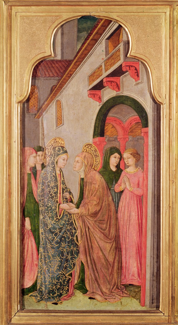 Navštívení Panny Marie, z oltářního obrazu s výjevy ze života Panny Marie, asi 1445 od Giovanni Francesco da Rimini