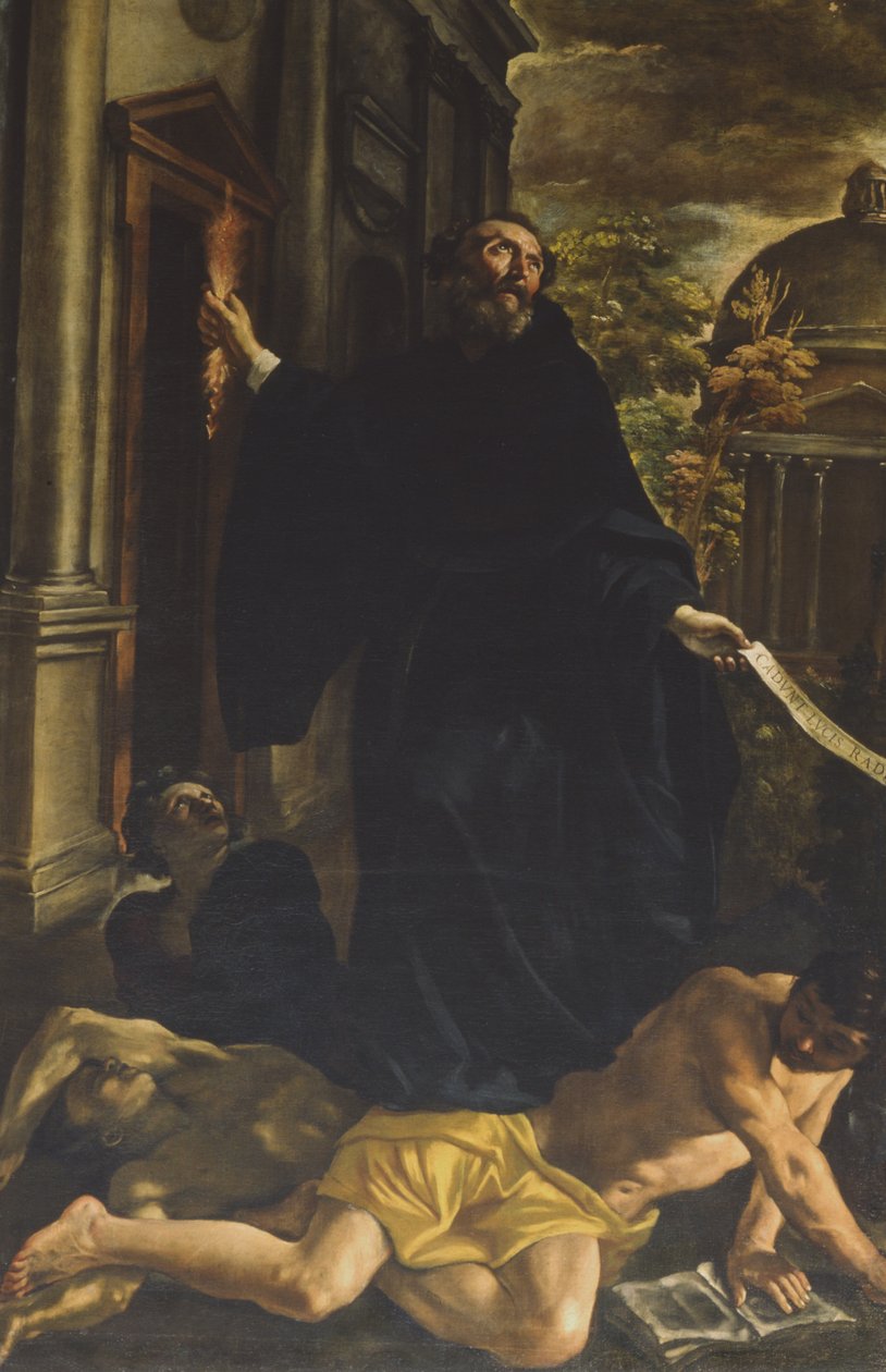 Svatý Augustin rozptyluje kacíře od Giovanni Lanfranco