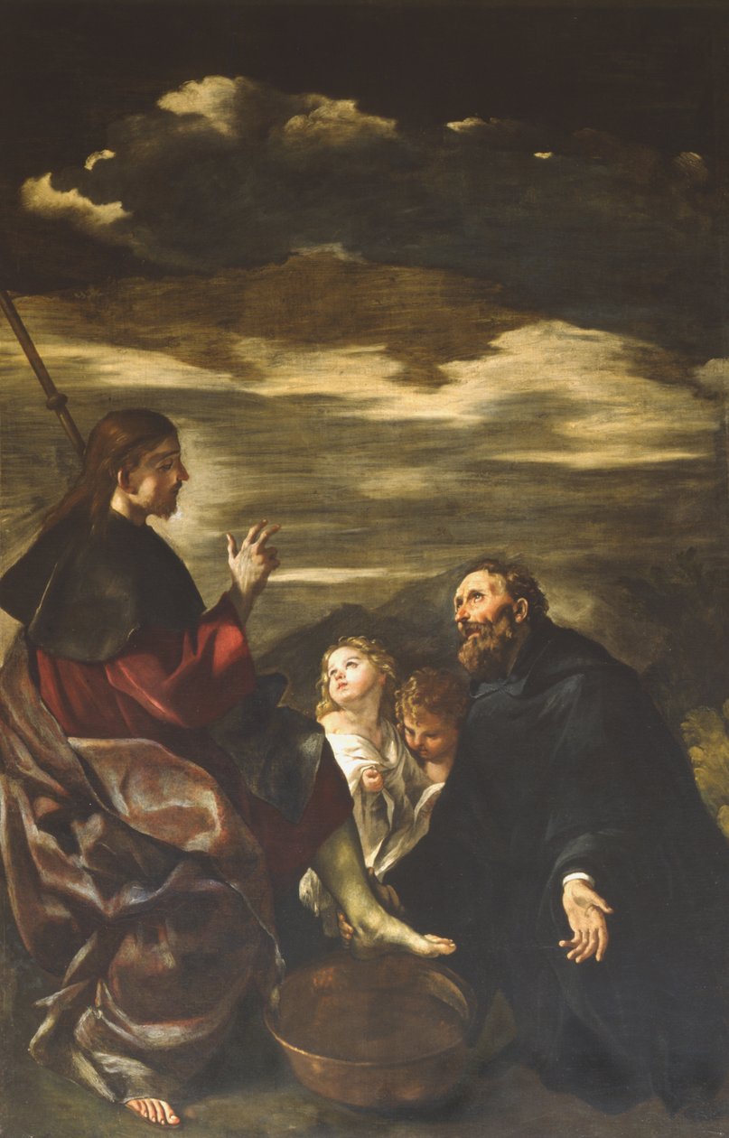 Svatý Augustin umývá nohy vykoupeným od Giovanni Lanfranco