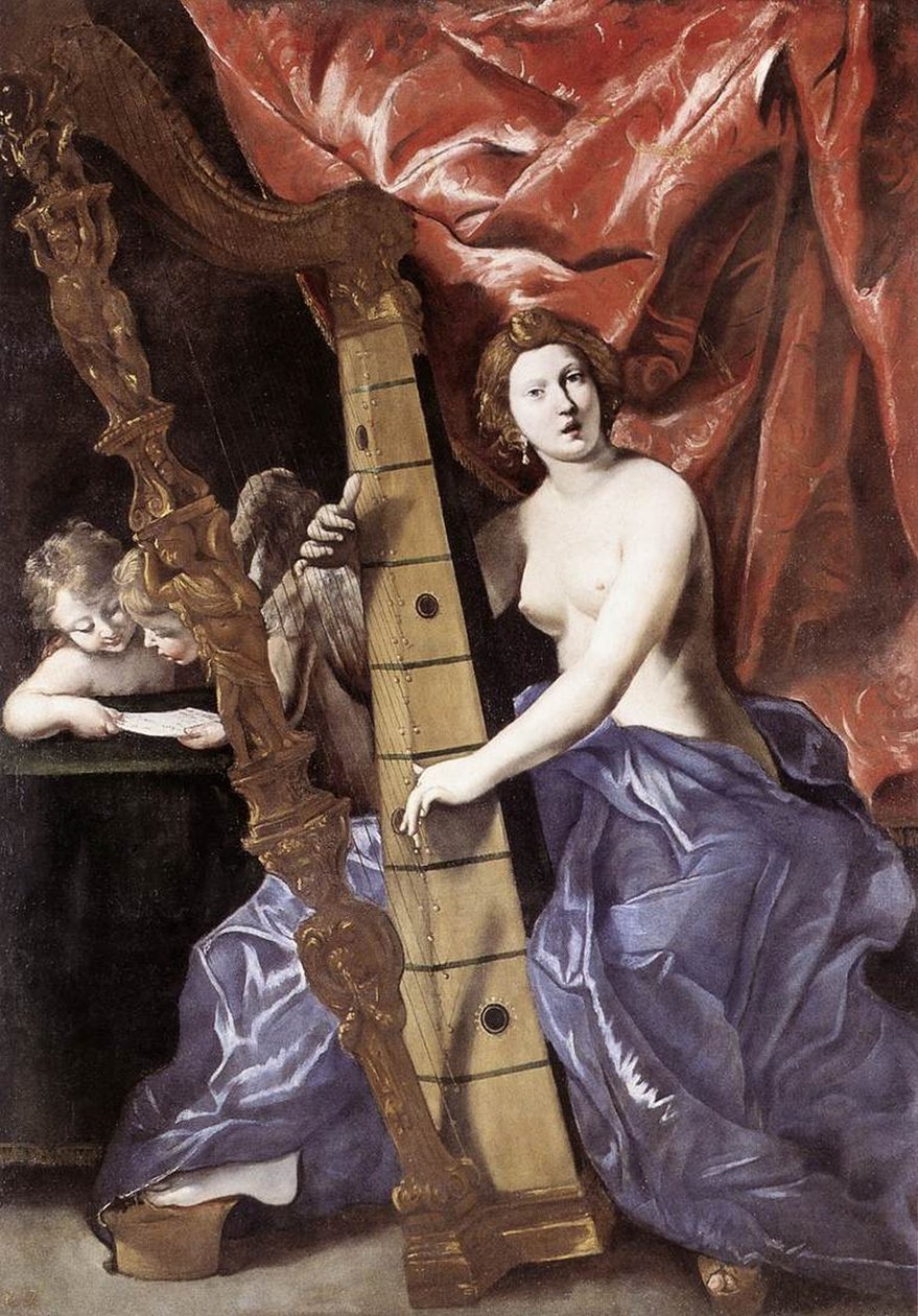 Venuše hrající na harfu (Hudba) od Giovanni Lanfranco