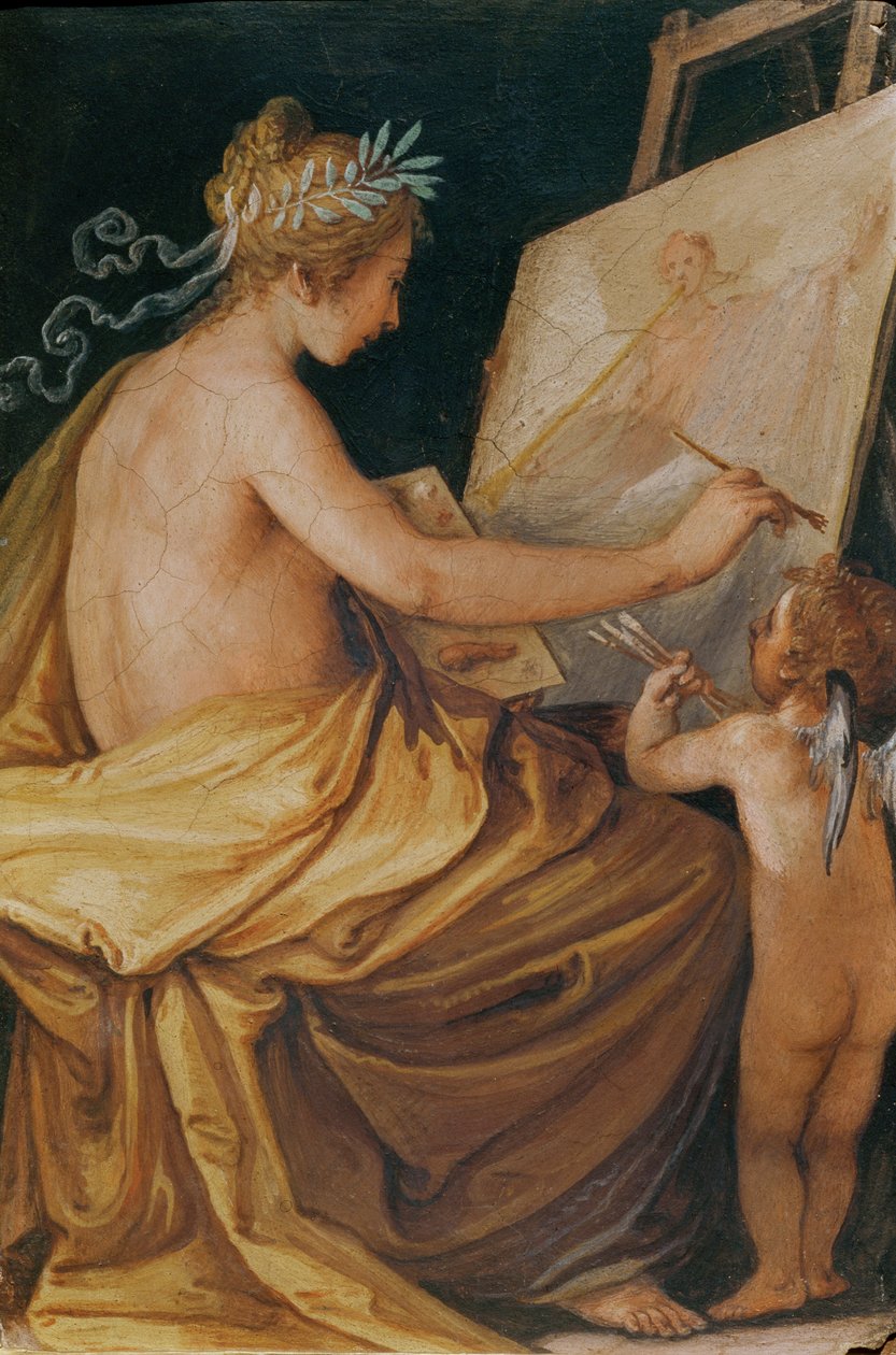 Malování, s pomocí cherubína, zobrazující slávu od Giovanni Mannozzi