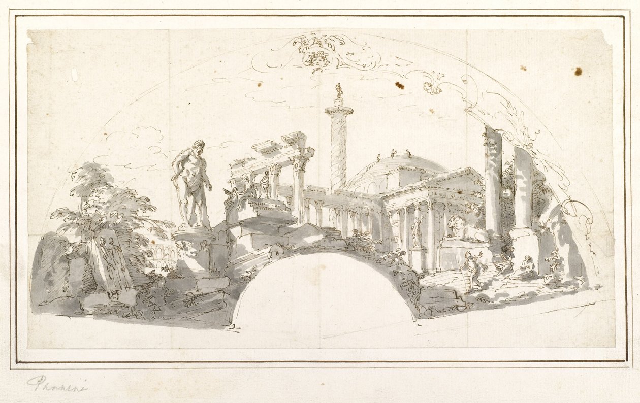 Design pro fanouška- Capriccio s římskými ruinami a farnese Herculesem od Giovanni Paolo Pannini