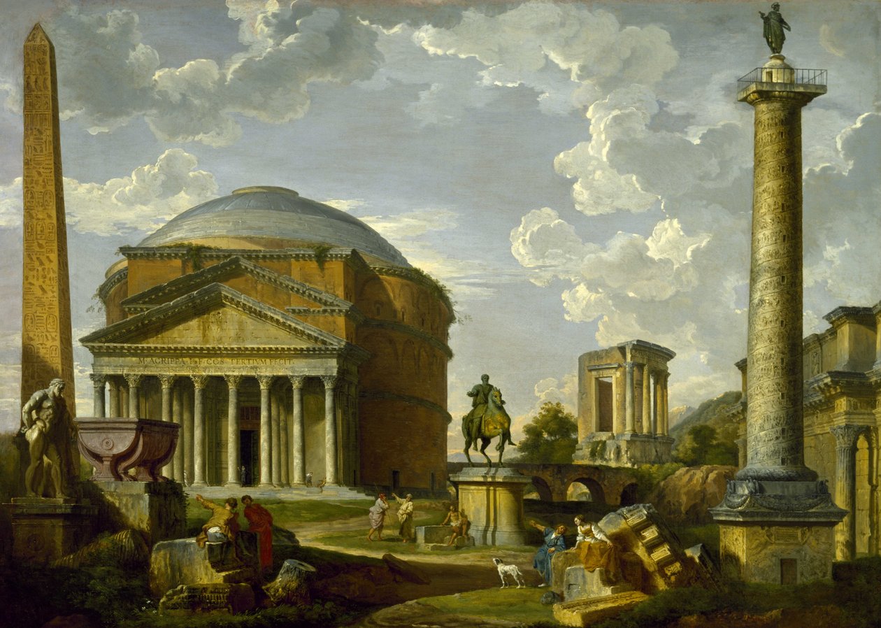 Fantasy View s Pantheonem a dalšími památkami starověkého Říma od Giovanni Paolo Pannini