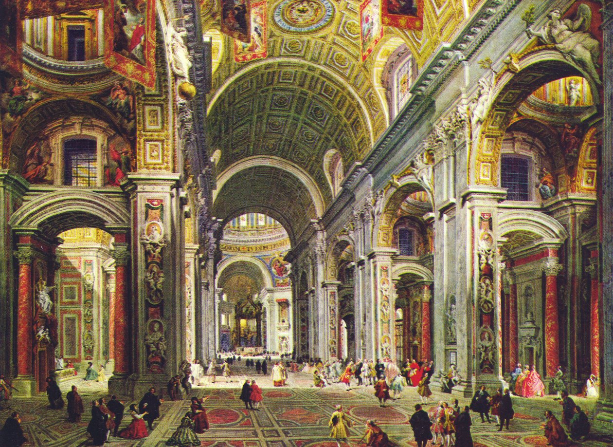 Interiér svatého Petra, Řím od Giovanni Paolo Pannini
