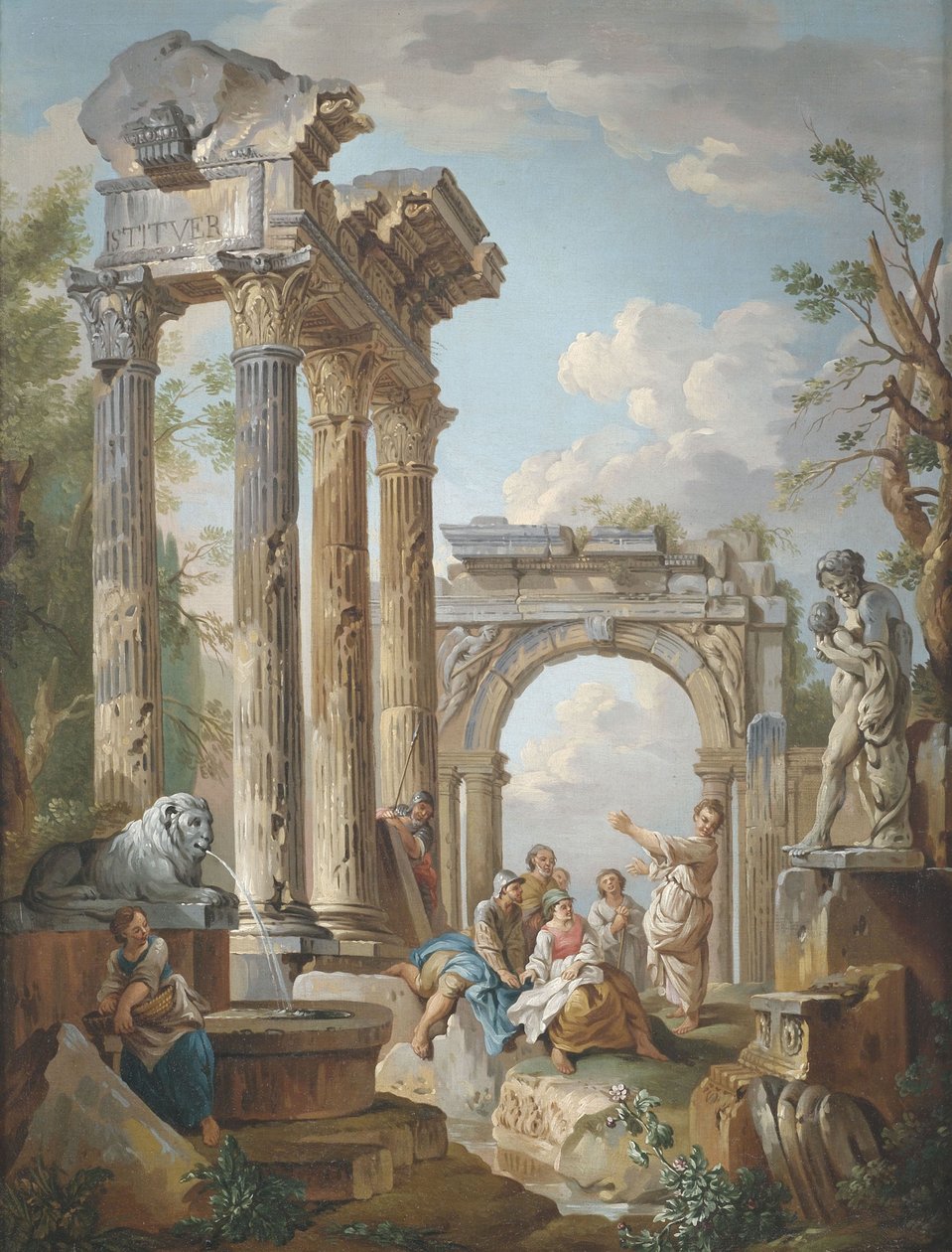 Kázání apoštola v římských ruinách od Giovanni Paolo Pannini