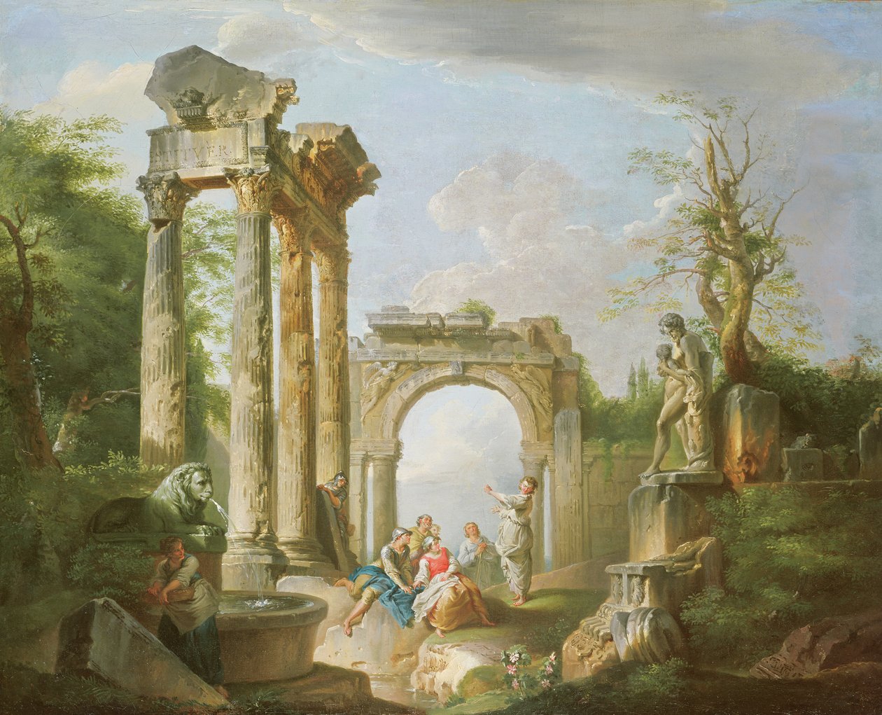 Arkádská scéna, 18. století od Giovanni Paolo Pannini