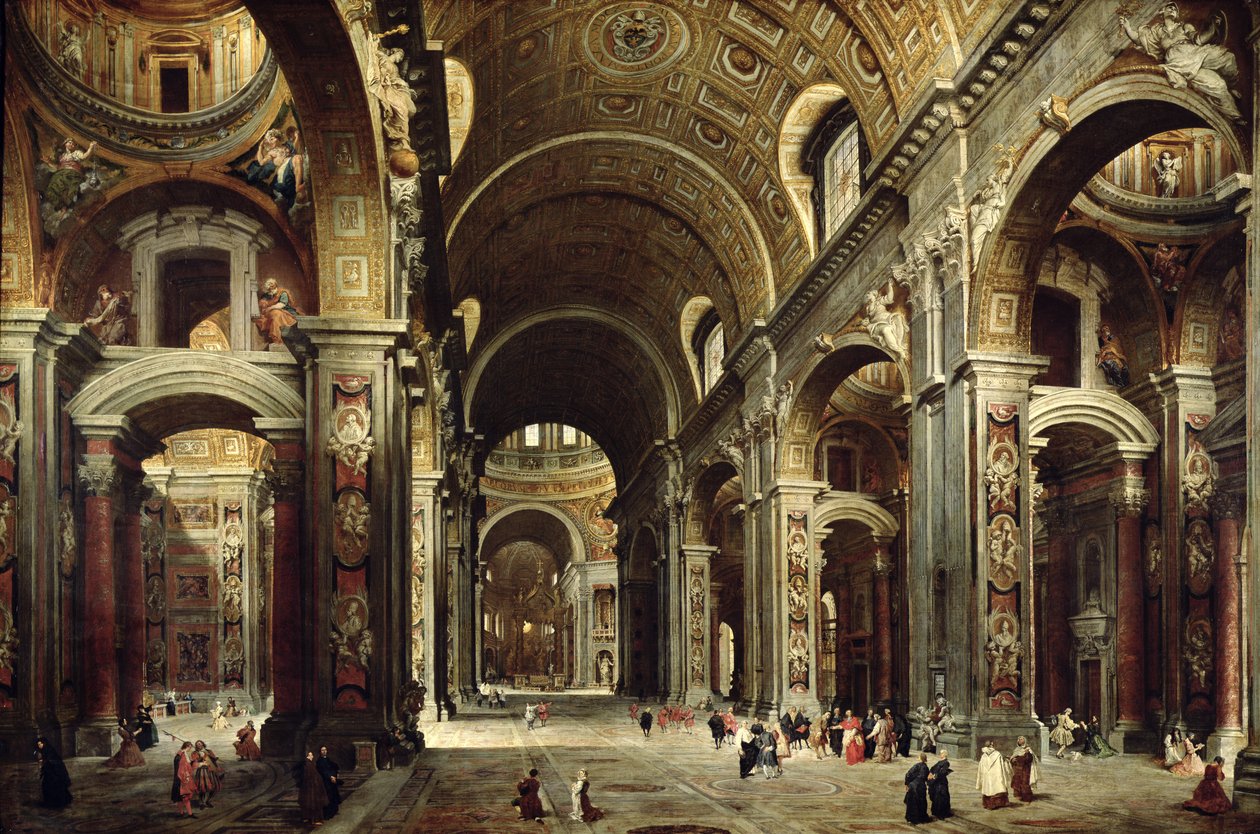 Kardinál Melchior de Polignac (1661-1742) Návštěva kostela sv. Petra v Římě, 1730 od Giovanni Paolo Pannini