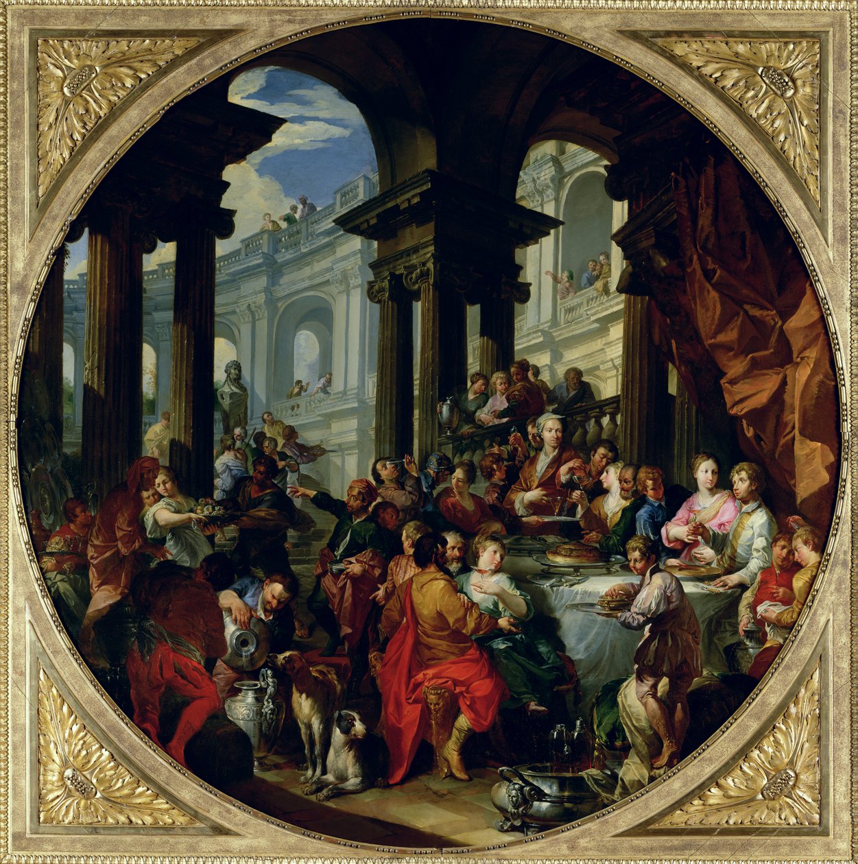 Hostina pod iónským sloupovím, kolem 1720-25 od Giovanni Paolo Pannini