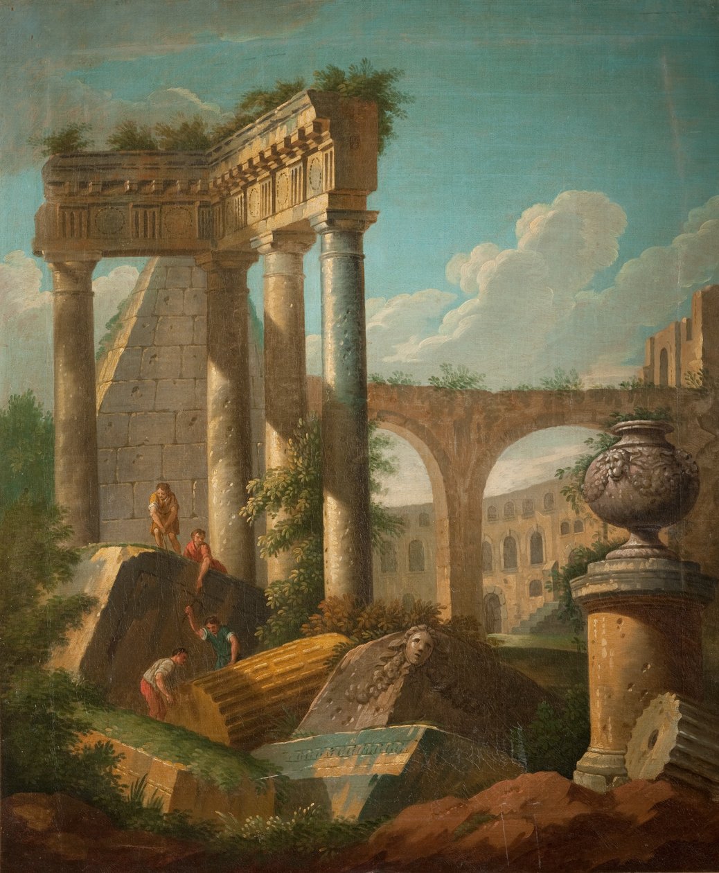 Klasická scéna - Zřícenina chrámu, 19. století od Giovanni Paolo Pannini