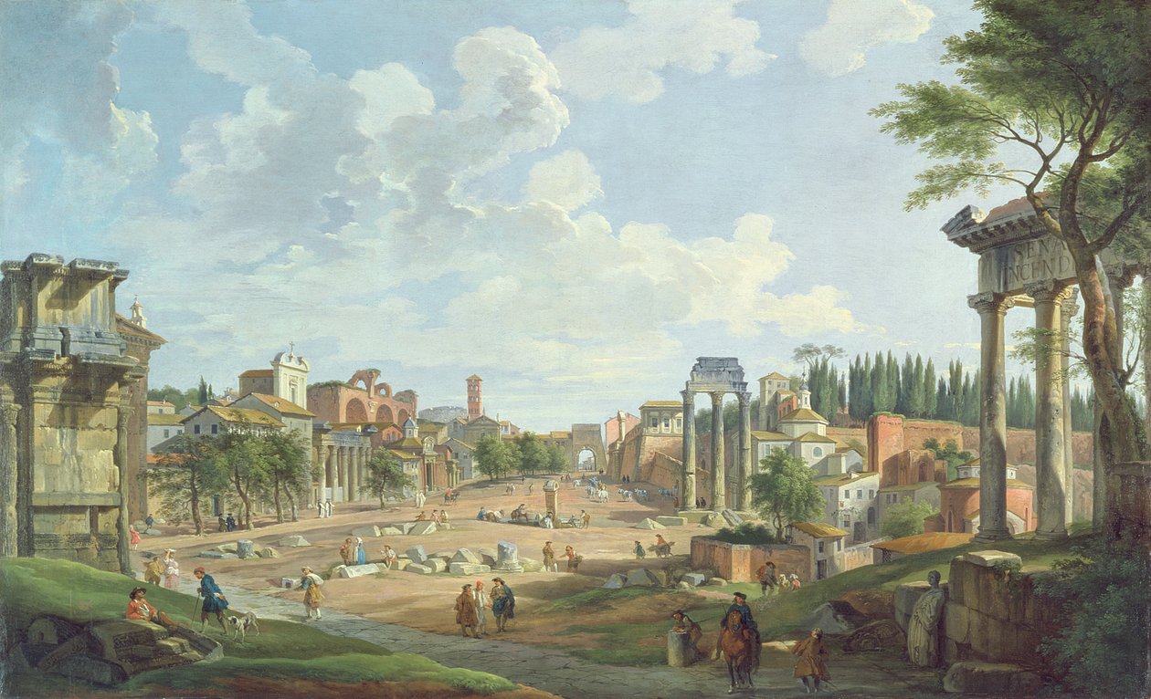 Pohled na Forum Romanum, 1747 od Giovanni Paolo Pannini