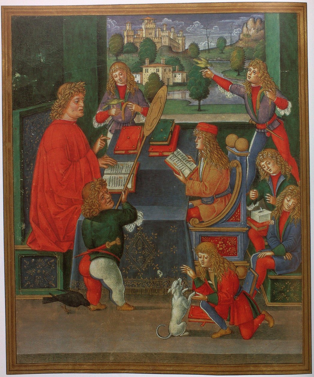 Massimiliano Sforza jako žák se svým učitelem Gian Antoniem Seccem od Giovanni Pietro da Birago