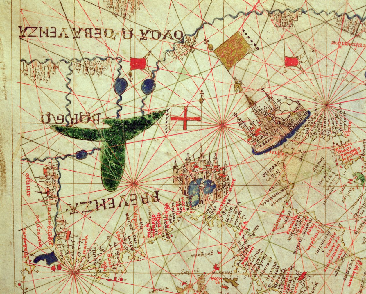 Provence a severní Itálie, z námořního atlasu, 1520 (inkoust na pergamenu) od Giovanni Xenodocus da Corfu