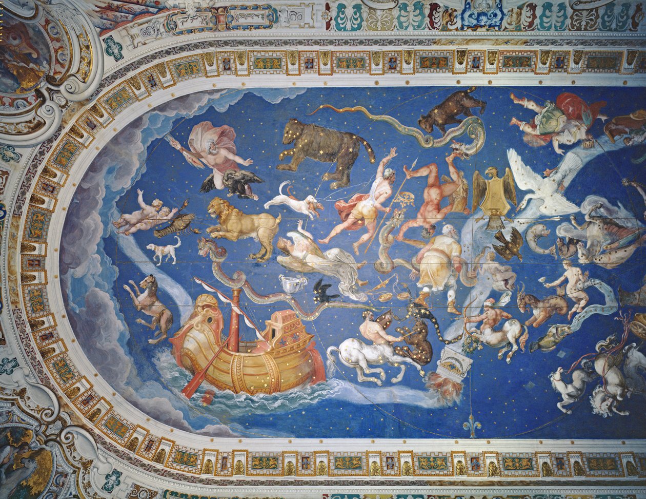 Astrologický strop v Sala del Mappamondo od Giovanni de Vecchi