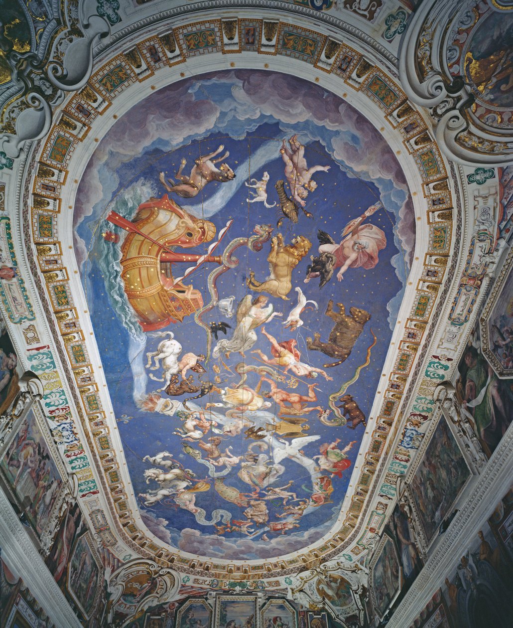 Astrologický strop v Sala del Mappamondo od Giovanni de Vecchi
