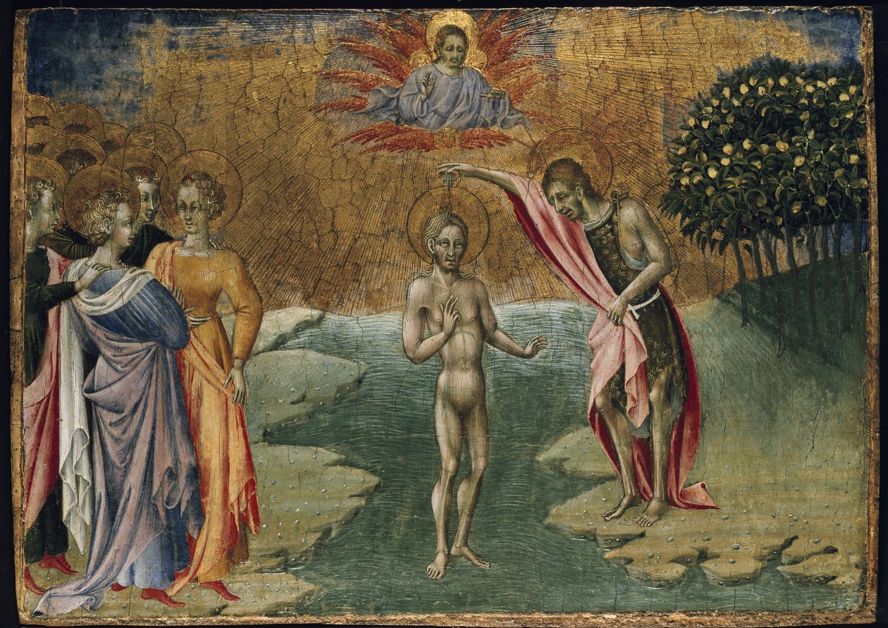 Křest Krista, 15. století (tempera na panelu) od Giovanni di Paolo