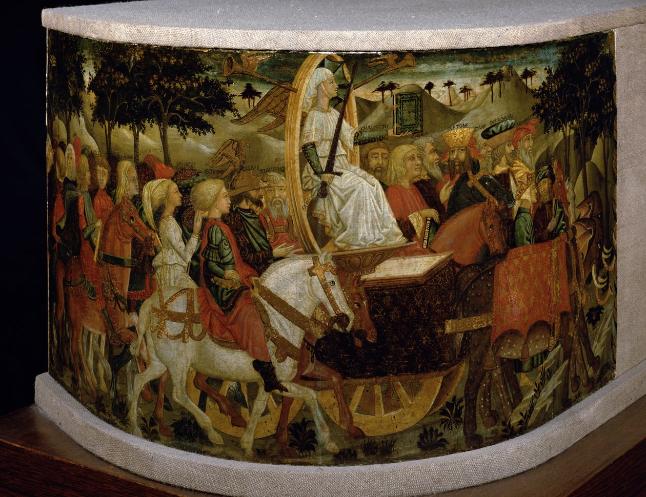 Triumf slávy, inspirovaný "Triumfy" Petrarky (1304-74) od Giovanni di Ser Giovanni
