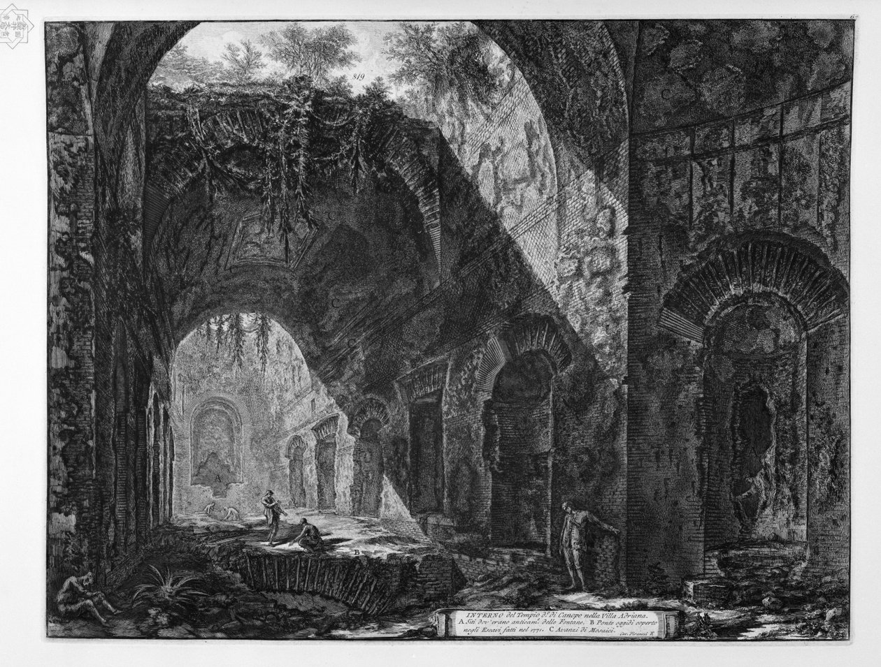 INTERIÉR chrámu Canopus ve Villa Adriana od Giovanni Battista Piranesi