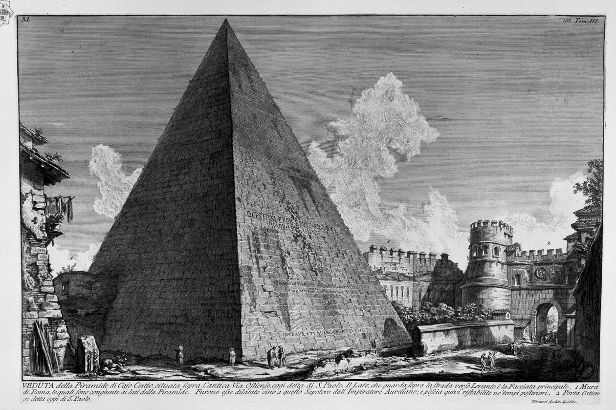 Caiusova pyramida Cestius od Giovanni Battista Piranesi