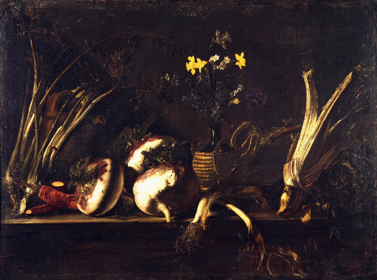 Asetelma vihanneksilla, Giovan Battista Ruoppolo (1629-1693) od Giovanni Battista Ruoppolo or Ruopolo