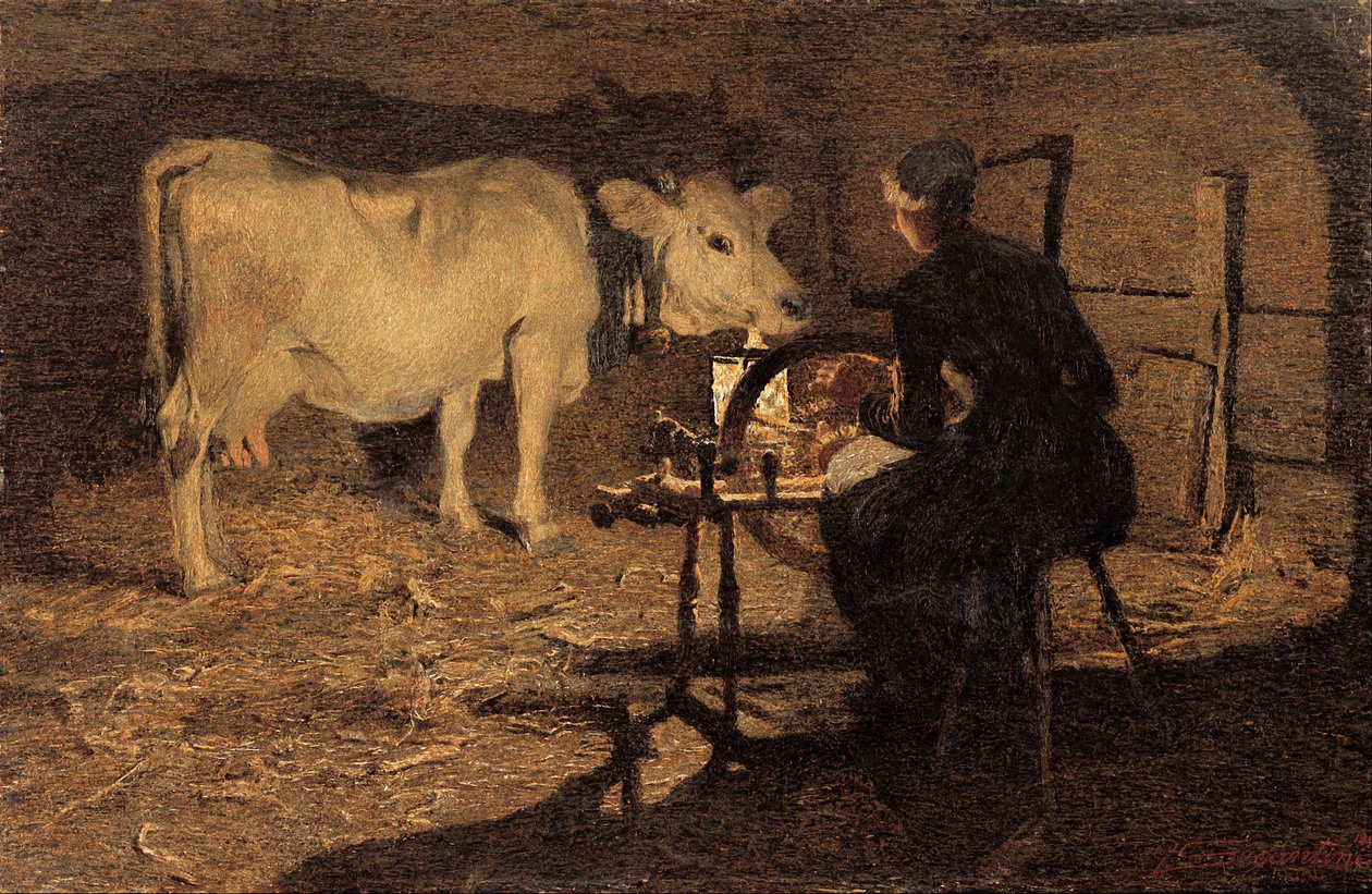 Předení od Giovanni Segantini