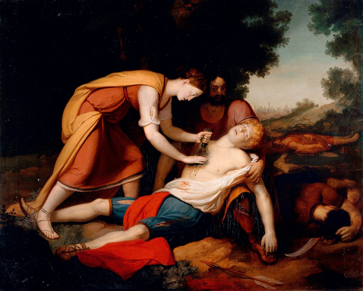 Erminia léčí Tancred, Gerolamo Costa (1777 -?) od Giovanni (1826 1903) Costa