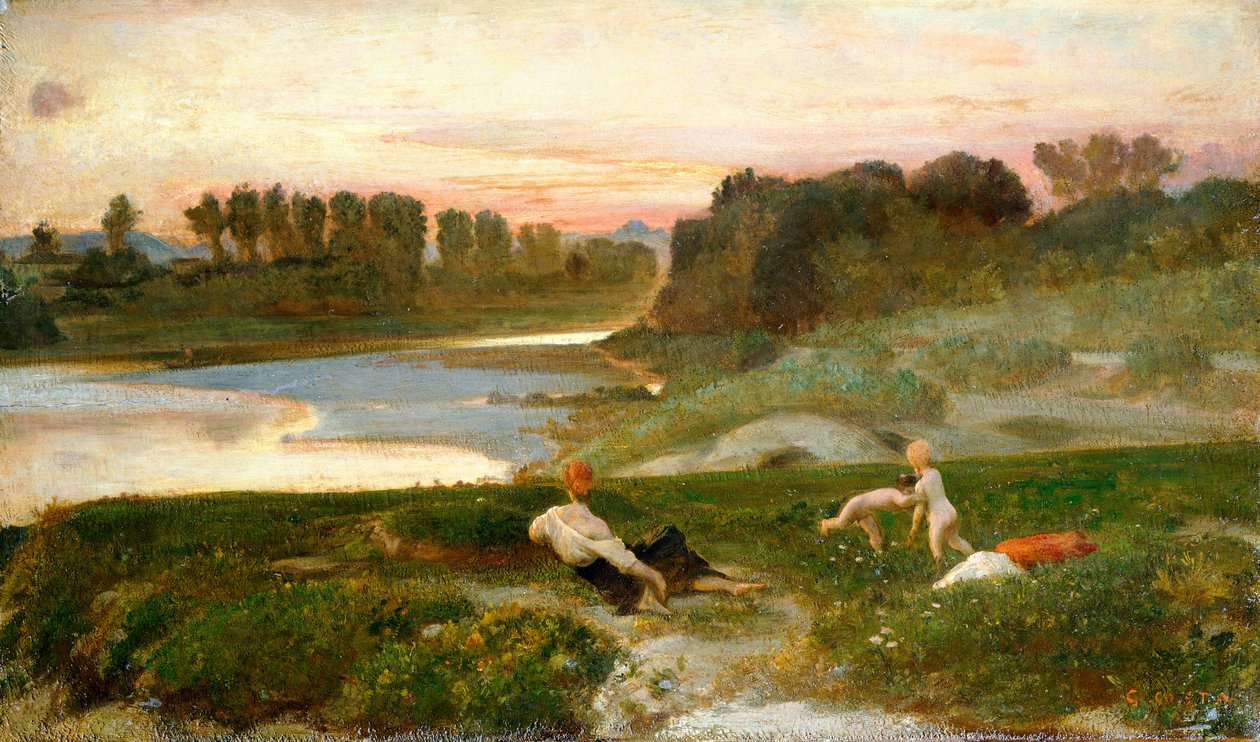 Večerní čas na farmě, Giovanni, známý jako Nino Costa (1826-1903). od Giovanni Costa