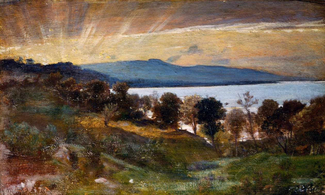 Krajina se slunečním efektem, obraz od Nina Costy (1826-1903), Itálie od Giovanni Costa