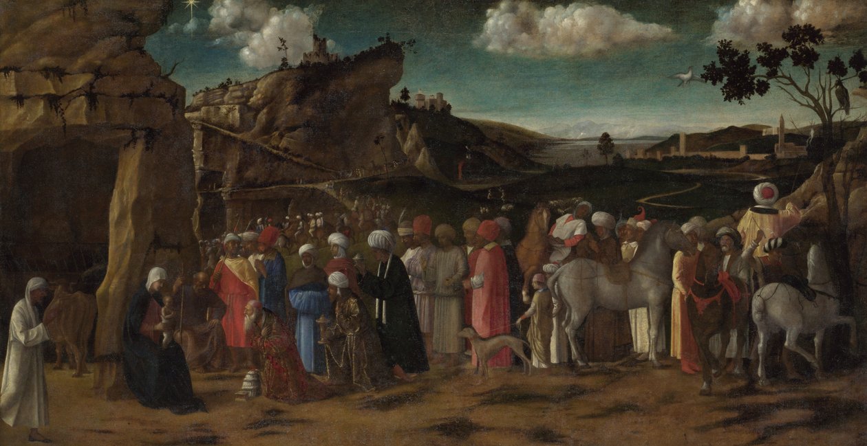 Klanění králů, kolem 1475-80 (olej na plátně) od Giovanni (workshop of) Bellini