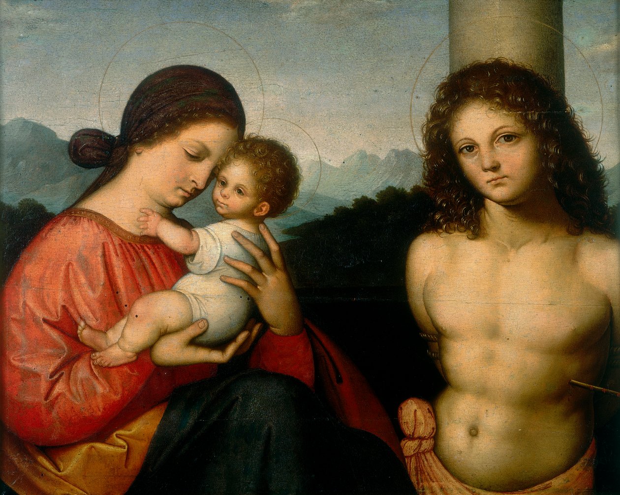 Madona s dítětem a svatý Šebestián od Giovanni Agostino da Lodi