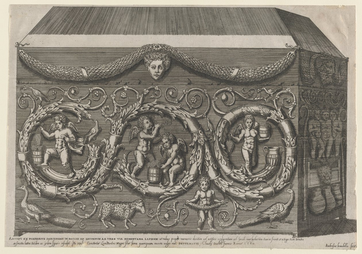 Zrcadlo římské velkoleposti: Zdobený sarkofág s Arabeskami, 1582., 1582. od Giovanni Ambrogio Brambilla