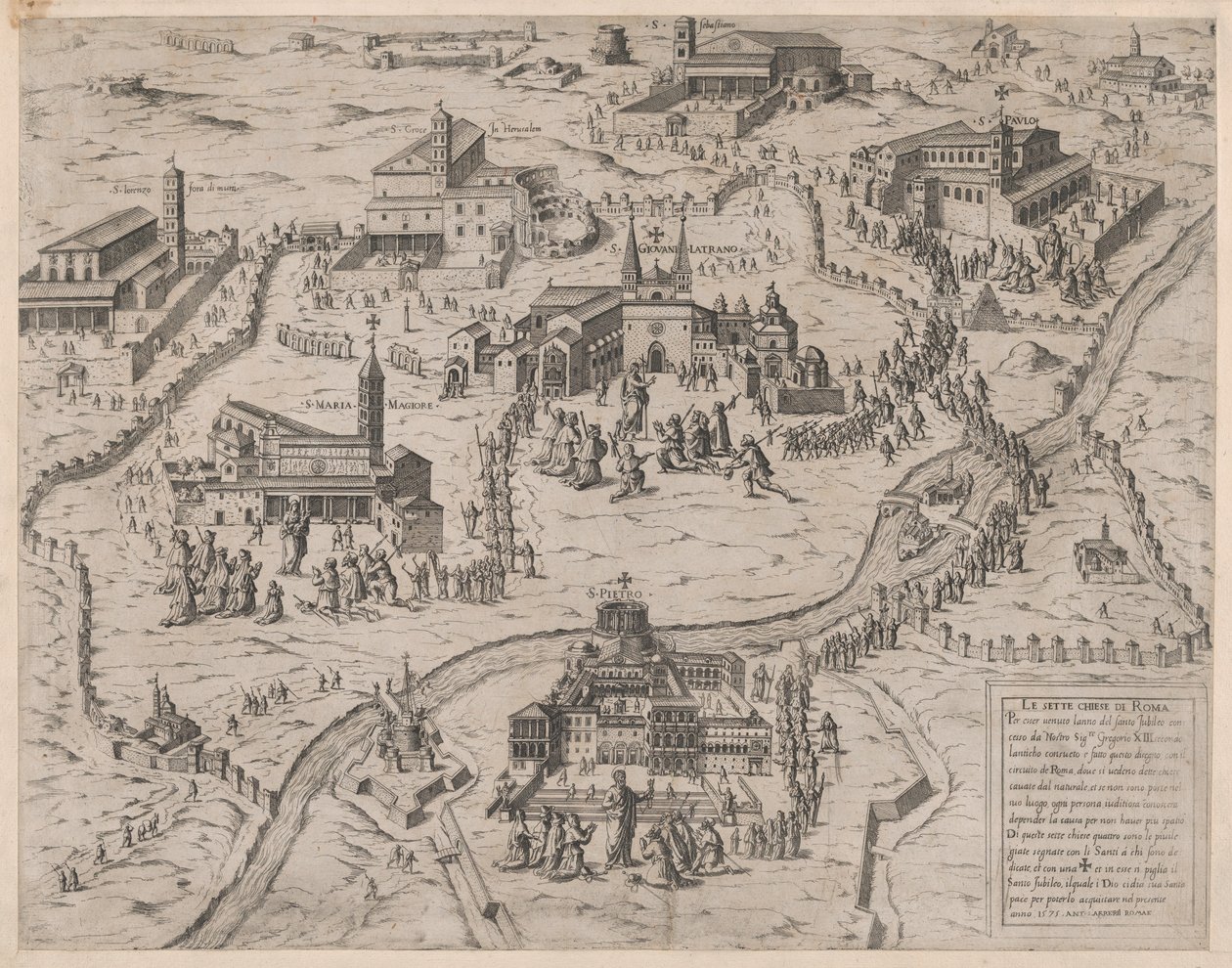 Sedm římských kostelů Le Sette Chiese di Roma, 1575., 1575 od Giovanni Ambrogio Brambilla.