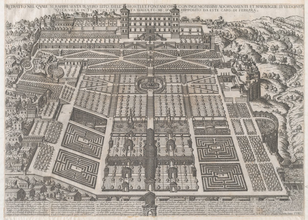 Zrcadlo římské velkoleposti: Palác a zahrady Tivoli, 1581., 1581 od Giovanni Ambrogio Brambilla.