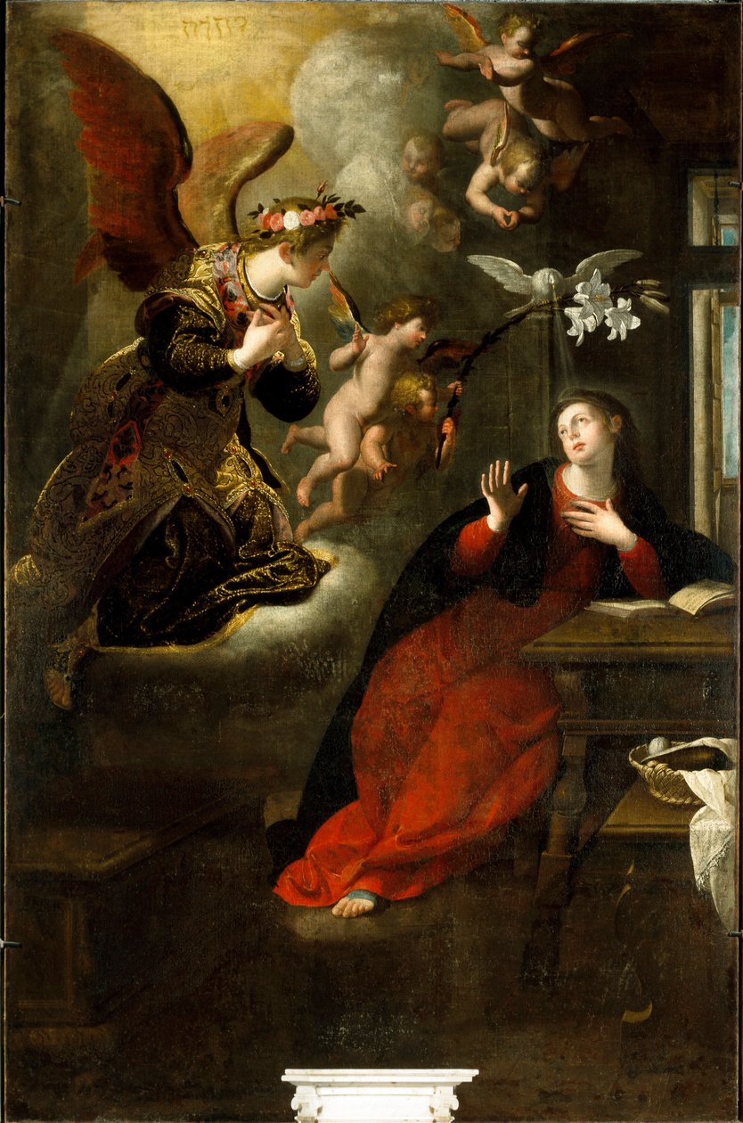 Obraz Zvěstování od Giovanniho Andrea Ansalda od Giovanni Andrea Ansaldo