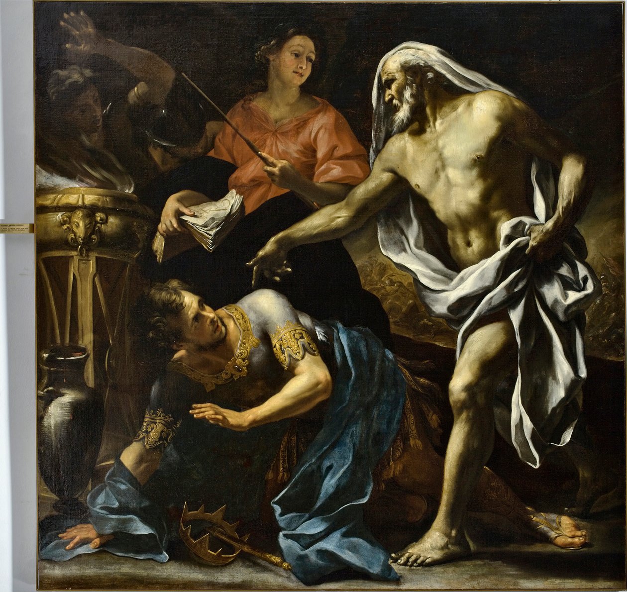 Čaroděj z Endoru evokuje pro Saula stín proroka Samuela (olej na plátně) od Giovanni Andrea Carlone