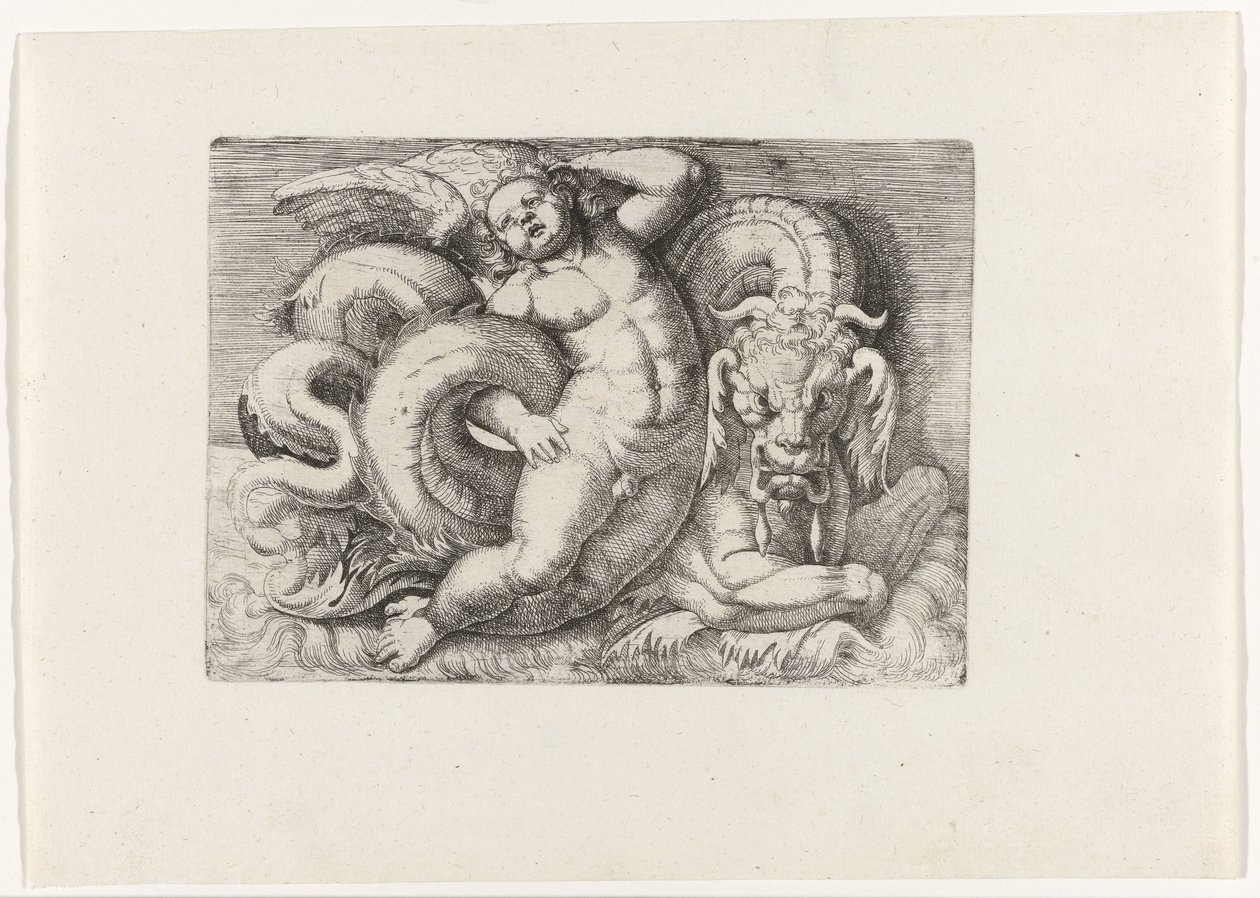 Putto jezdí na mořské příšeře od Giovanni Andrea Maglioli