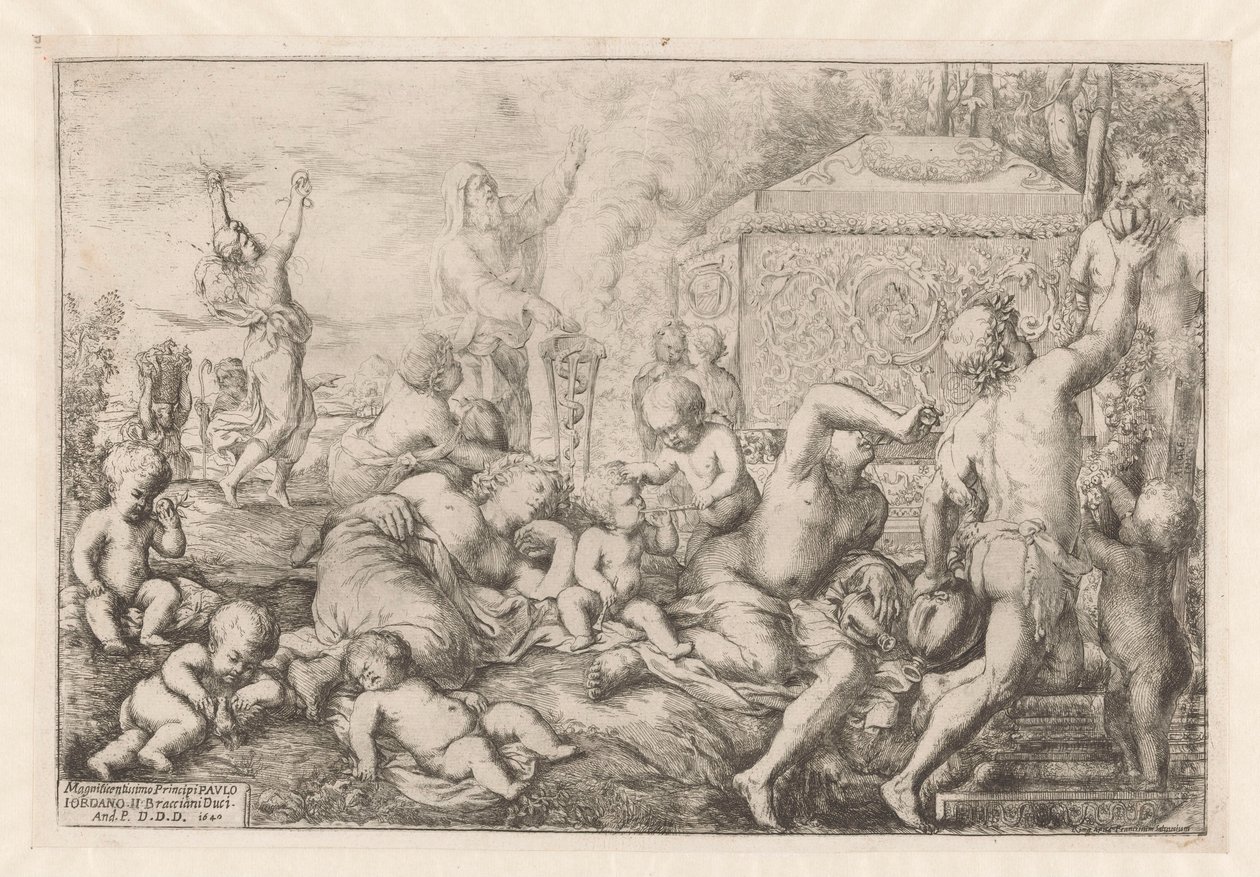 Bacchanal se setkal s altaarem, faun en Silenus od Giovanni Andrea Podesta