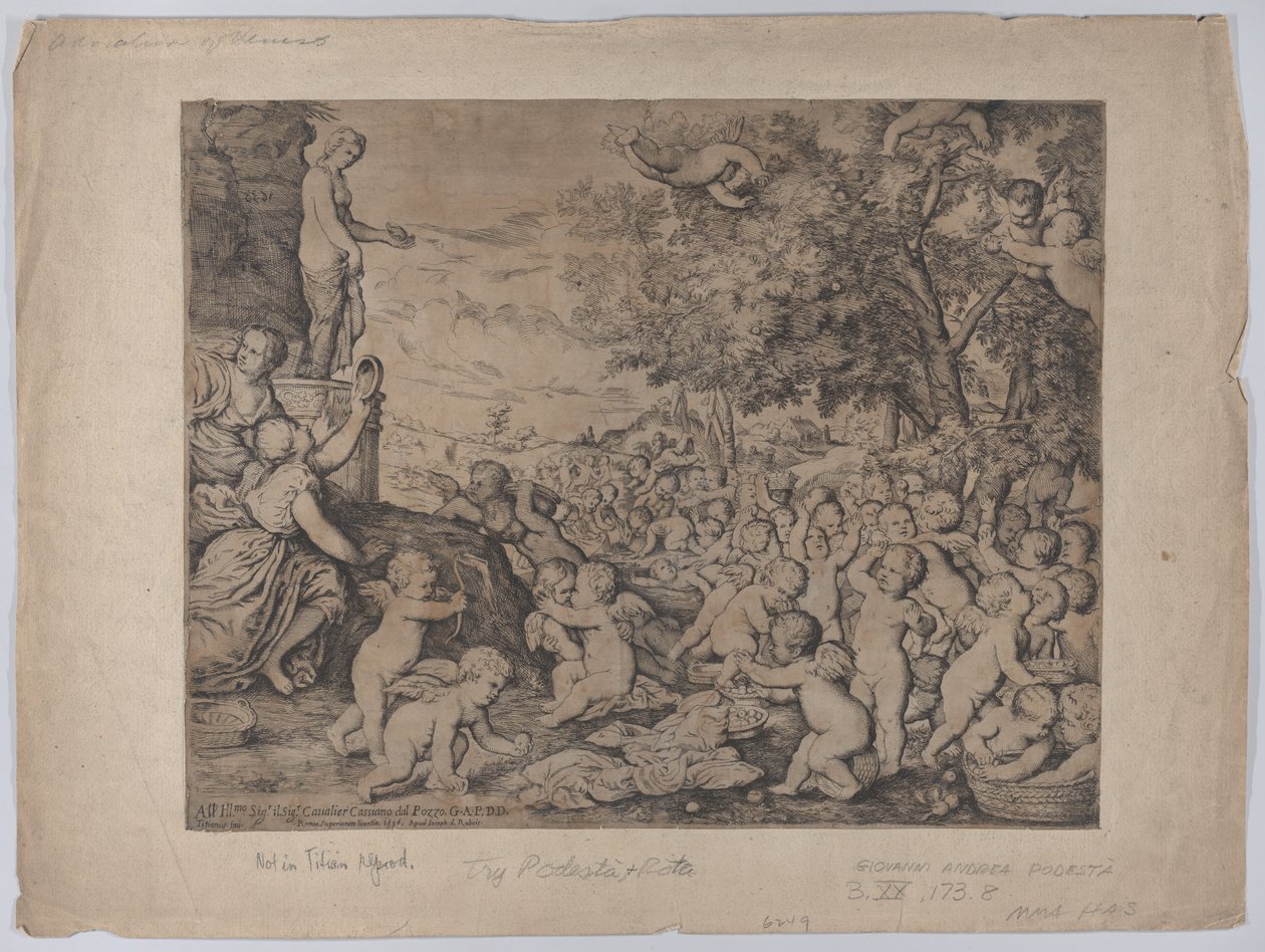 Putti před sochou Venuše, po Tizianovi, 1636. od Giovanni Andrea Podesta