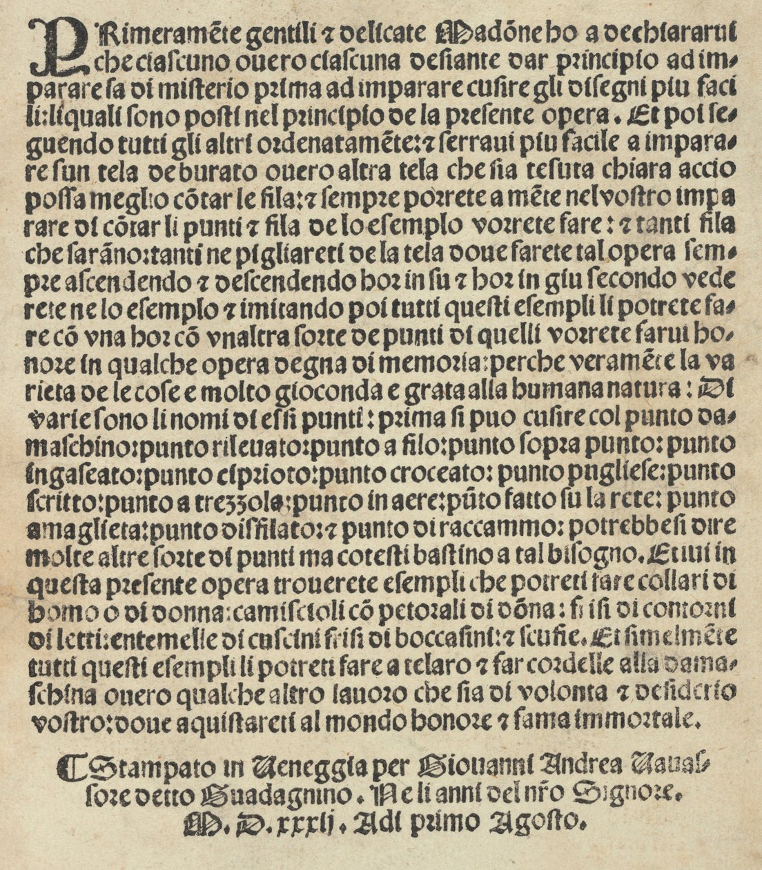 Vzor od Lauoriho ..., strana 14 verso, 1. srpna 1532 od Giovanni Andrea Vavassore
