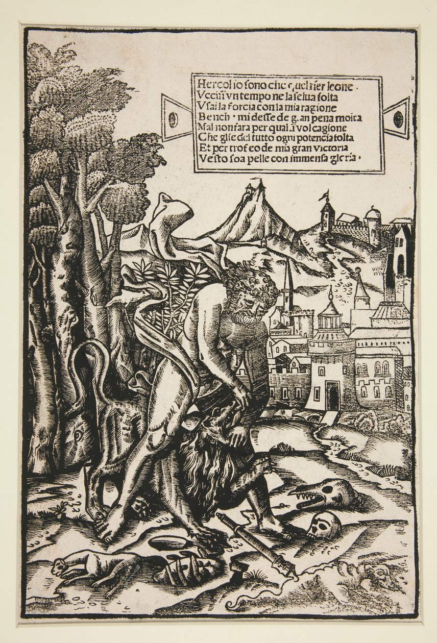 Herkules a Nemejský lev od Giovanni Andrea Vavassore