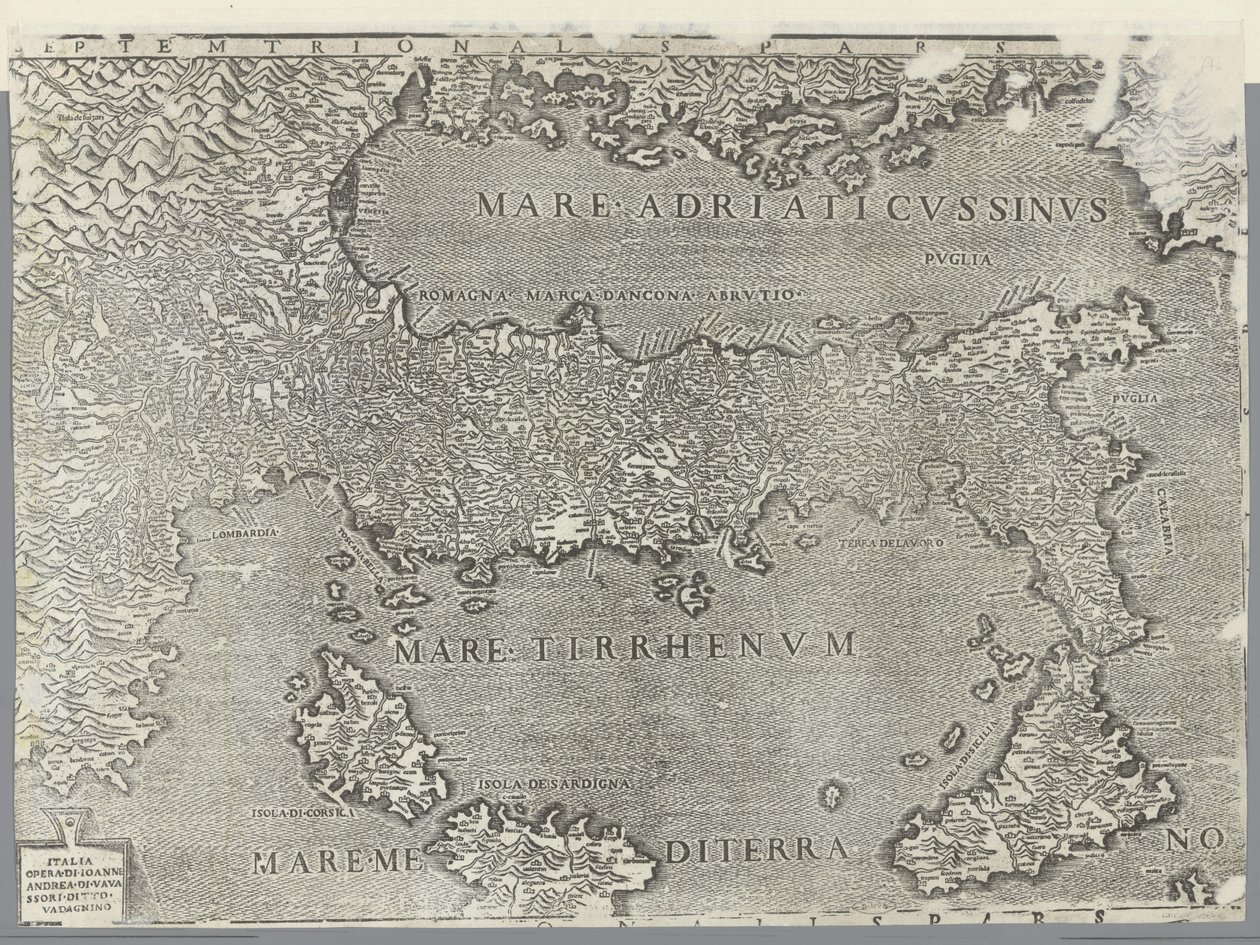 Mapa Itálie od Giovanni Andrea Vavassore