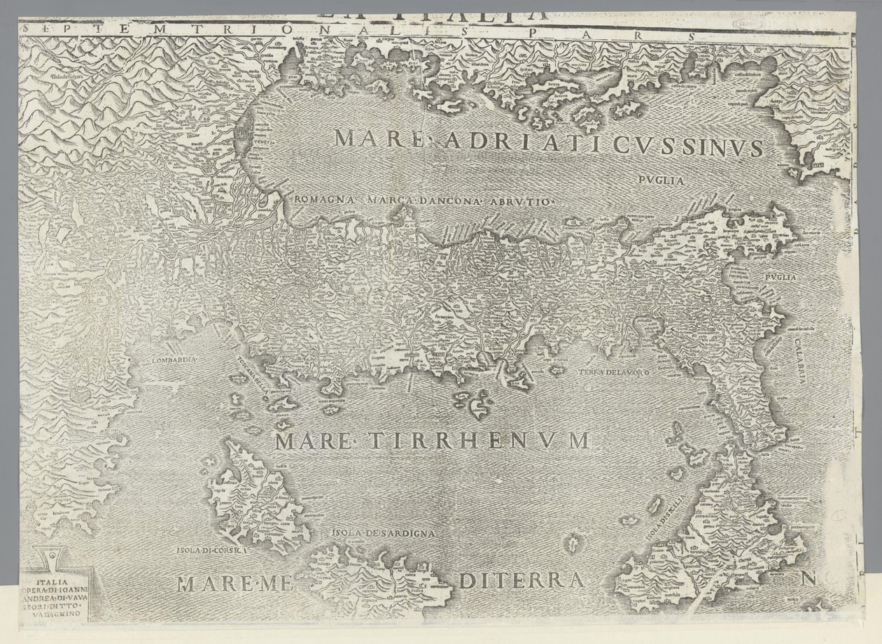 Mapa Itálie od Giovanni Andrea Vavassore